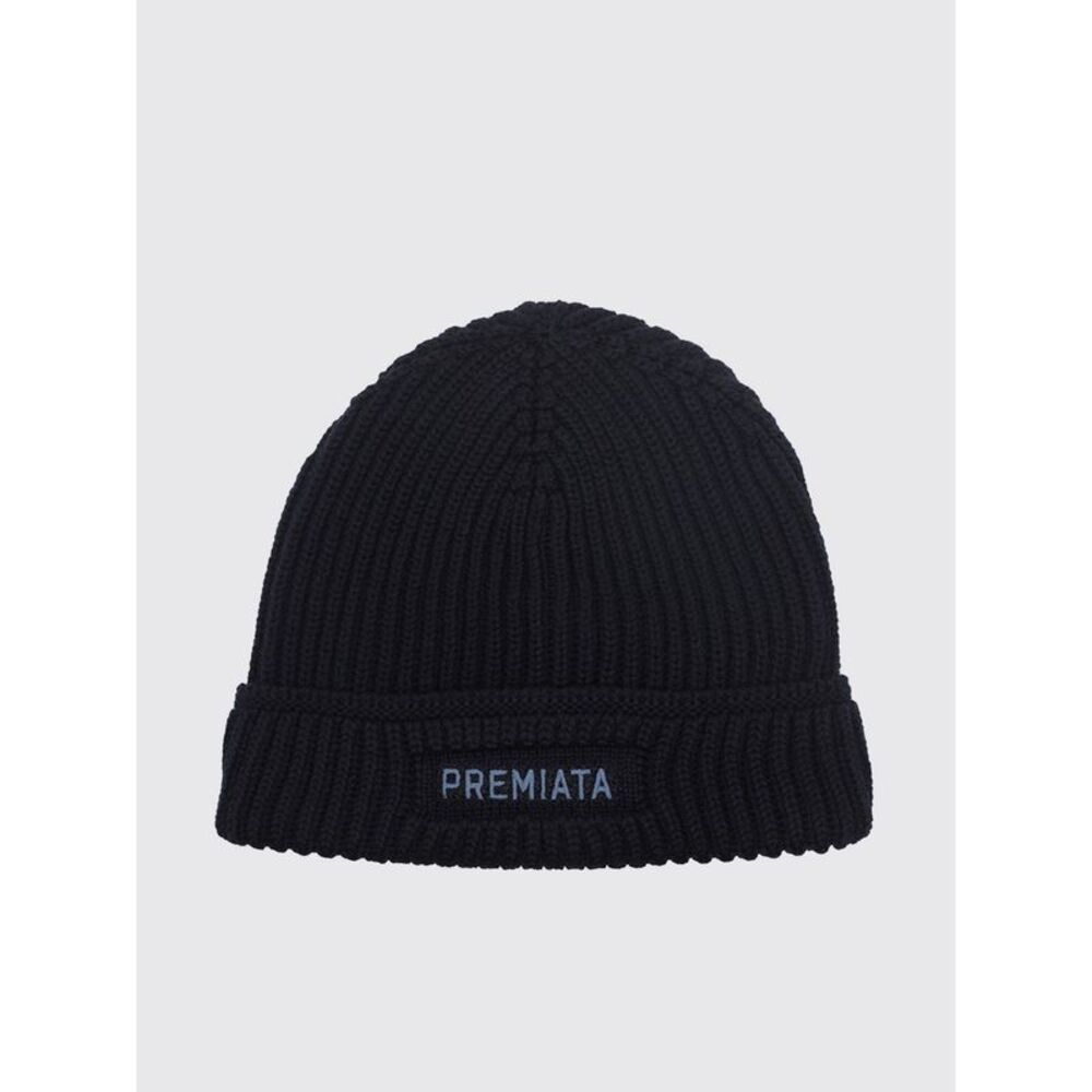 Premiata Men Merino Wool Beanie Hat Premiata With Contrast Logo And Cuffed Hem